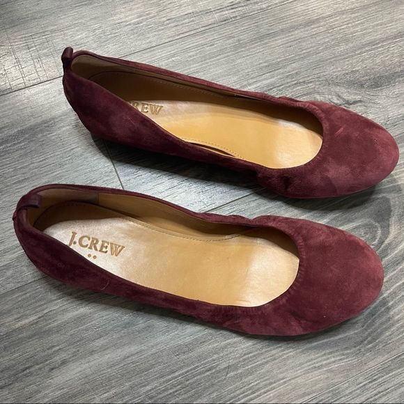 J Crew burgundy suede Anya ballet flats size 8